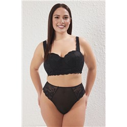 Trendyol Curve Siyah Ajurlu Büyük Beden İç Çamaşır Takımı TBBSS25DG00002