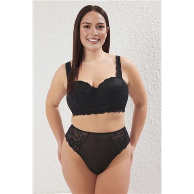 Trendyol Curve Siyah Ajurlu Büyük Beden İç Çamaşır Takımı TBBSS25DG00002