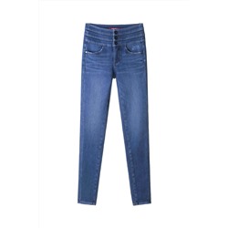Vaquero slim fit de tiro alto Azul
