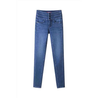 Vaquero slim fit de tiro alto Azul