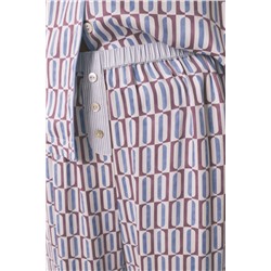 Pijama camisero largo satén print geométrico