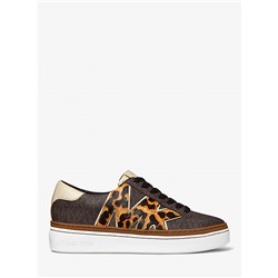 Chapman Logo and Leopard Print Calf Hair Sneaker