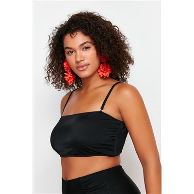 Siyah Straplez İp Askılı Büyük Beden Bikini Üstü TBBSS23CT00013