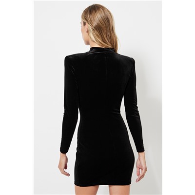 Vestido de tubo de terciopelo - Negro