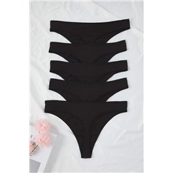 Siyah 5'li Paket Pamuklu Normal Bel Tanga Büyük Beden Külot TBBSS25CM00012