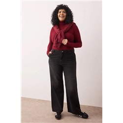 Antrasit Yüksek Bel Geniş Paça Büyük Beden Wide Leg Jeans TBBSS24CJ00048