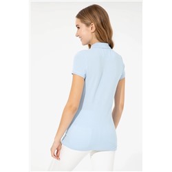 Kadın Açık Mavi Basic Polo Yaka Tişört
