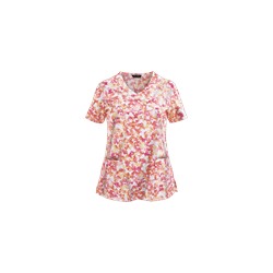 Zoe + Chloe Scrubs Fly, Pretty Butterfly Mock Wrap Print Top