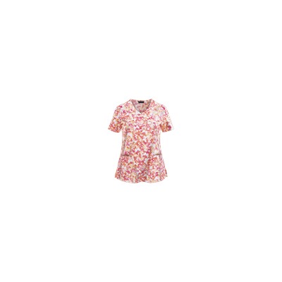 Zoe + Chloe Scrubs Fly, Pretty Butterfly Mock Wrap Print Top