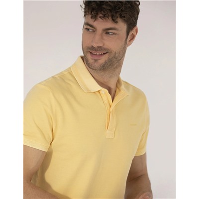 Açık Sarı Slim Fit Polo Yaka Tişört