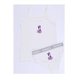 Denokids Ceylan Kız Çocuk Ekru Atlet Külot Takım CFF-22K1-069