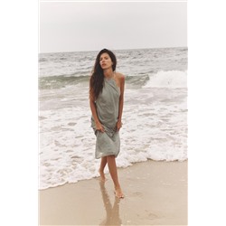 SHINY HALTER MIDI DRESS