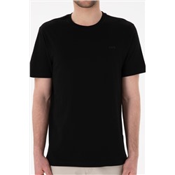 Erkek Regular Fit Bisiklet Yaka Siyah Basic Tişört