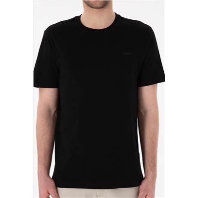 Erkek Regular Fit Bisiklet Yaka Siyah Basic Tişört