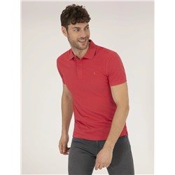 Kırmızı Slim Fit Polo Yaka Basic Tişört