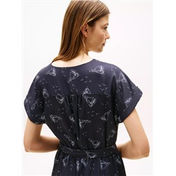 Nautical Print Midi Dress
