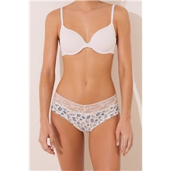 Braga ancha algodón print y encaje blanco