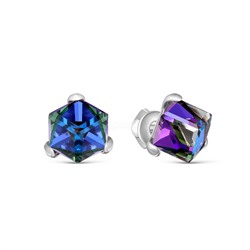 Серьги-пусеты из серебра с кристаллами Swarovski Фиолетовый родированные 925 пробы 0049с-001HELZ