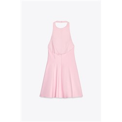 SHORT HALTER GODET DRESS