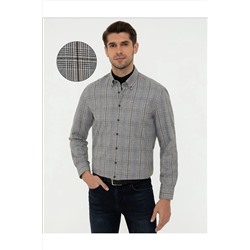 Pierre Cardin Siyah Regular Fit Cepsiz Düğmeli Yaka Erkek Gömlek G021GL004.000.1282551