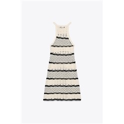 HALTER CROCHET KNIT MINI DRESS