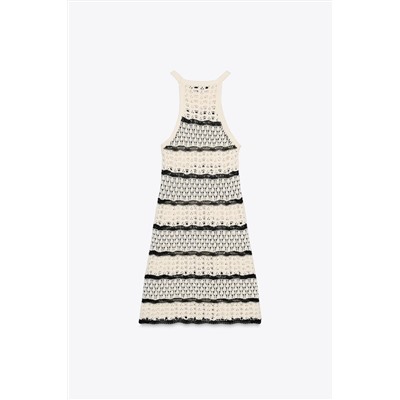 HALTER CROCHET KNIT MINI DRESS