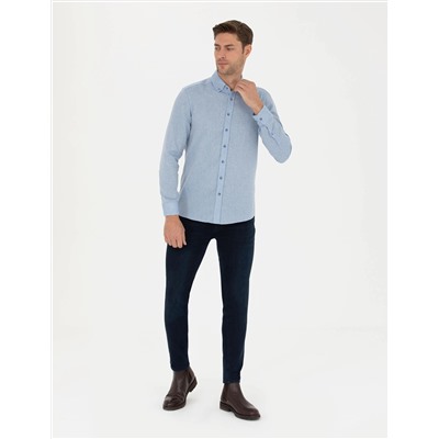 Mavi Slim Fit Uzun Kollu Gömlek