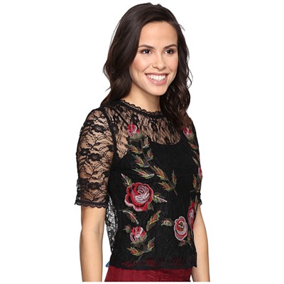 Short Sleeve Embroidery Lace Top