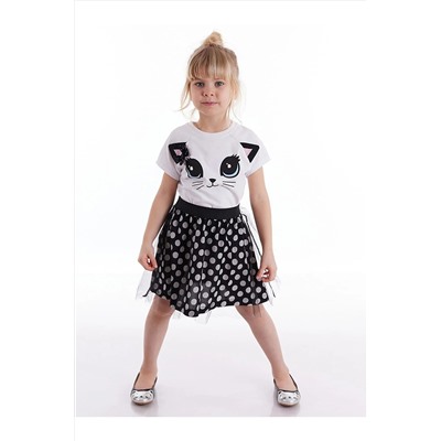 Denokids Puanlı Kedi Kız Etek Takım CFF-20Y1-081