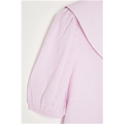 Beyaz-Pembe Çizgili Dokuma Bluz TBBSS24AF00000