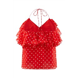 Blusa de seda Rojo y blanco