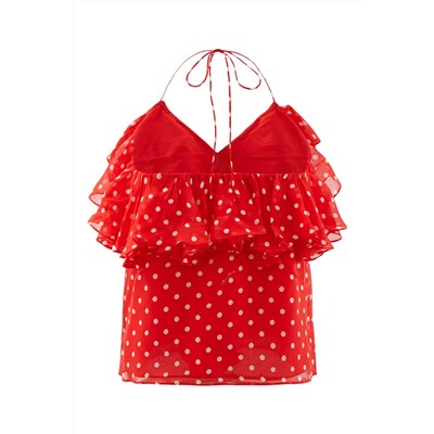 Blusa de seda Rojo y blanco