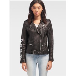 LEATHER LOGO MOTORCYCLE JACKET
