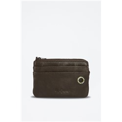Monedero de piel Badge Castaño
