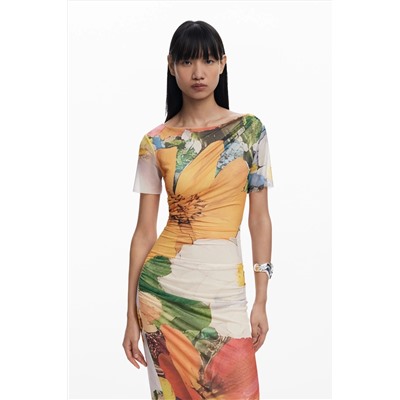 Vestido midi tul flores