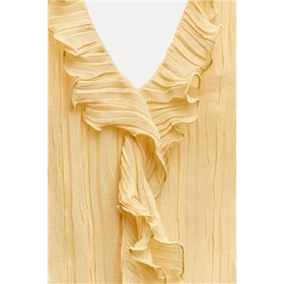 PLEATED ASYMMETRIC DRESS WITH RUFFLES