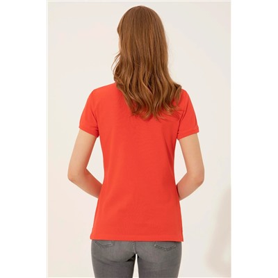 Kadın Kırmızı Basic Polo Yaka Tişört