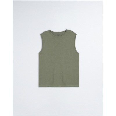 Sleeveless Basic T-shirt, Men, Green
