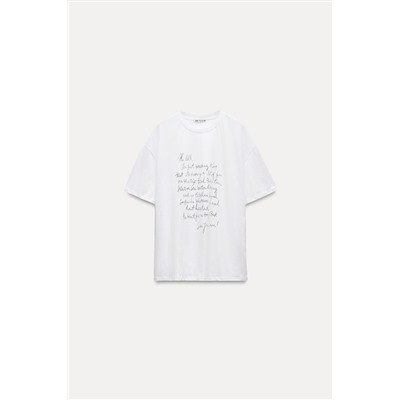 T-SHIRT WITH CONTRAST SLOGAN