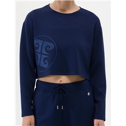 Lacivert Crop Top Sweatshirt