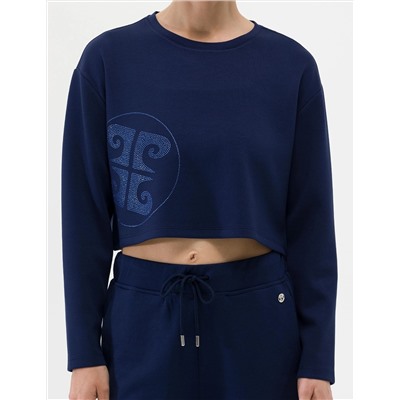 Lacivert Crop Top Sweatshirt