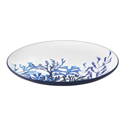 Блюдо, 36 см, керамика К, белое, круглое, Синие кораллы, Blue Coral, 63287