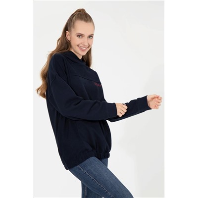 Kadın Lacivert Kapüşonlu Sweatshirt
