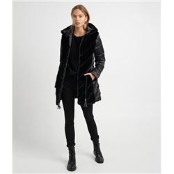 TIERED FAUX FUR BELTED TASSEL PUFFER