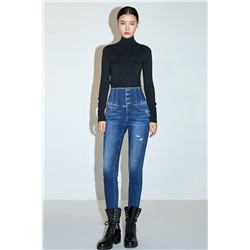 Vaquero skinny fit de tiro alto Azul