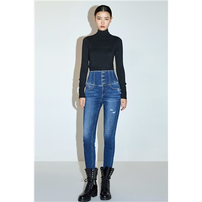 Vaquero skinny fit de tiro alto Azul