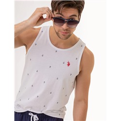 ALL OVER ANCHOR PRINT JERSEY MUSCLE TANK