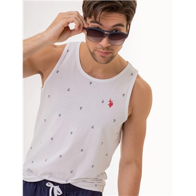 ALL OVER ANCHOR PRINT JERSEY MUSCLE TANK