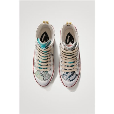 Sneakers altas plataforma rayas