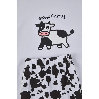 Ekru Animal Desenli Örme Pijama Takımı TBBAW26AI00031